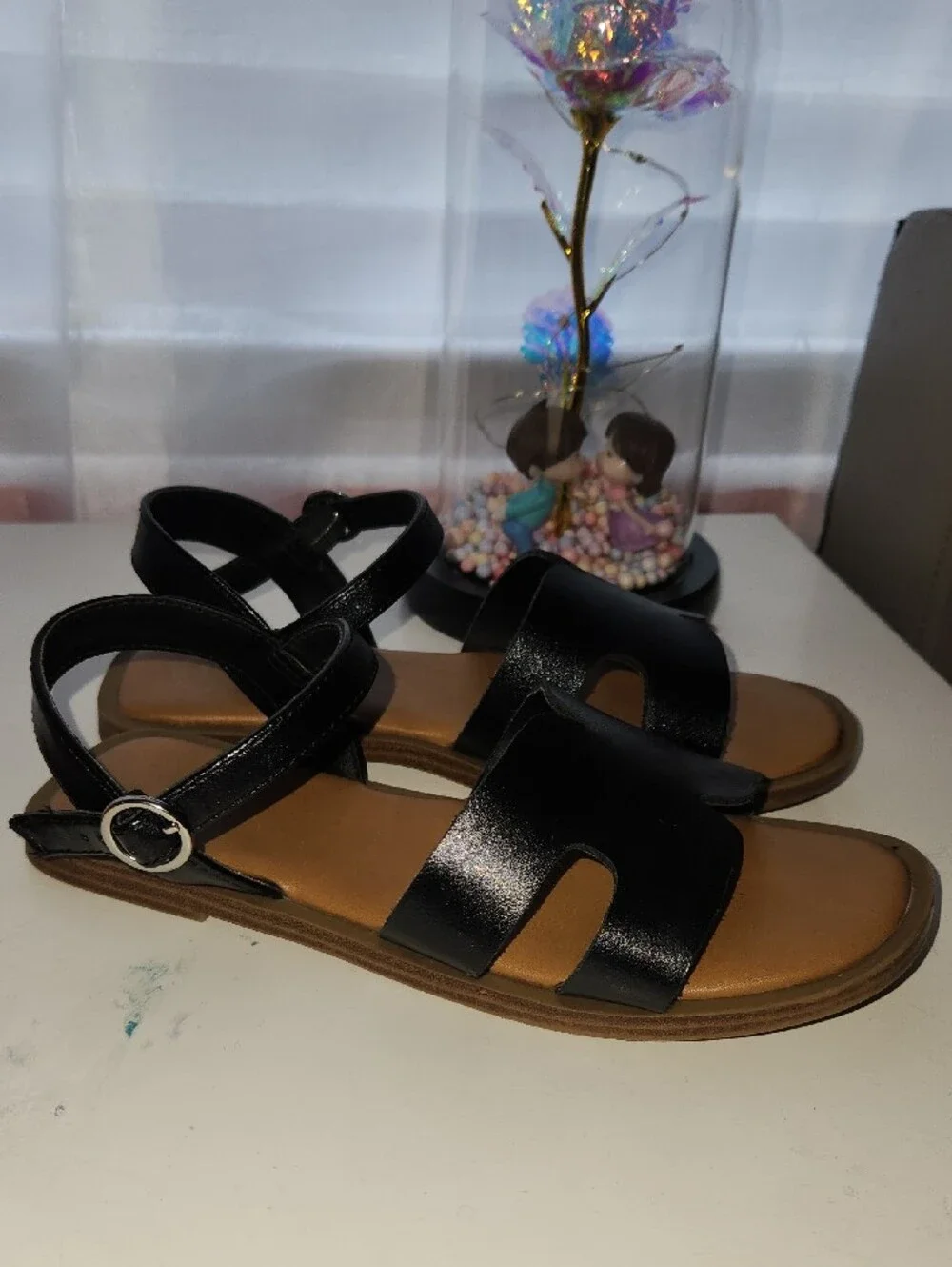 Rachel Shoes Girls' Tan and Black Summer Sandal Duo